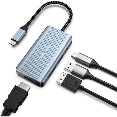 BIGBIG WON USB C multiport adapter voor vele andere C-apparaten, USB C HDMI hub met 4-poorts dockingstation, 8K @ 30Hz HDMI, 8K @ 30Hz DP, 100W PD BIGBIG WON USB C multiport adapter voor vele andere C-apparaten, USB C HDMI hub met 4-poorts dockingstation, 8K @ 30Hz HDMI, 8K @ 30Hz DP, 100W PD