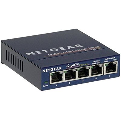 Netgear ProSAFE Unmanaged Switch GS105 Desktop 5 Gigabit Ethernet poorten 10/100/1000 Mbps Netgear ProSAFE Unmanaged Switch GS105 Desktop 5 Gigabit Ethernet poorten 10/100/1000 Mbps