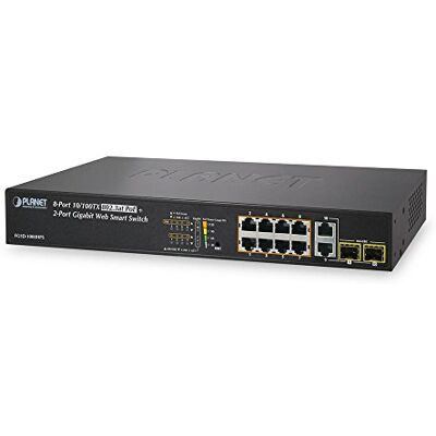 Planet 8-Port 10/100TX 802.3at High Power POE + 2-poorts Gigabit FGSD-1008HPS (Power POE + 2-poorts Gigabit TP/SFP Combo Managed Ethernet Switch (120 W)) Planet 8-Port 10/100TX 802.3at High Power POE + 2-poorts Gigabit FGSD-1008HPS (Power POE + 2-poorts Gigabit TP/SFP Combo Managed Ethernet Switch (120 W))