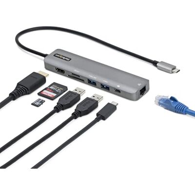StarTech . com USB-C naar HDMI 4K 60Hz, Gigabit Ethernet multiport adapter hub en 100W opladen voor MacBook Pro, Air en Windows StarTech . com USB-C naar HDMI 4K 60Hz, Gigabit Ethernet multiport adapter hub en 100W opladen voor MacBook Pro, Air en Windows