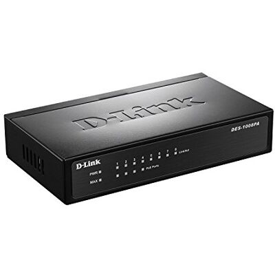 D-Link DES-1008PA Switch 8 poorten Ethernet 10/100 Mbps met POE ideaal voor gezamenlijke verbinding en netwerk, klein/thuiskantoor D-Link DES-1008PA Switch 8 poorten Ethernet 10/100 Mbps met POE ideaal voor gezamenlijke verbinding en netwerk, klein/thuiskantoor