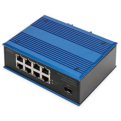 Digitus PoE netwerkswitch 9 Gigabit Ethernet-poorten 8x RJ45 + 1 x SFP-poort onbeheerd 10/100/1000 Mbit/s DIN-rail en wandmontage IP40 industriële serie blauw Digitus PoE netwerkswitch 9 Gigabit Ethernet-poorten 8x RJ45 + 1 x SFP-poort onbeheerd 10/100/1000 Mbit/s DIN-rail en wandmontage IP40 industriële serie blauw