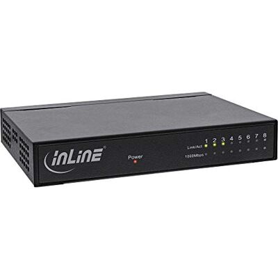 InLine 32308 m netwerkschakelaar, 8 poorten, Gigabit Ethernet, 10/100/1000 MB/S, desktopcomputer, van metaal, zonder ventilator, afgeschermd, poorten, zwart InLine 32308 m netwerkschakelaar, 8 poorten, Gigabit Ethernet, 10/100/1000 MB/S, desktopcomputer, van metaal, zonder ventilator, afgeschermd, poorten, zwart