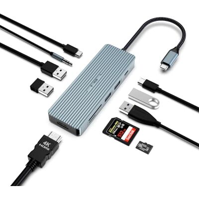 BIGBIG WON USB C-hub, 10-in-1 dockingstation met HDMI 4K, 2 USB 3.0, 2 USB 2.0, 100 W PD, 3,5 mm audio, SD/TF-kaartlezer voor Windows, MacOS, Linux, Chrome OS BIGBIG WON USB C-hub, 10-in-1 dockingstation met HDMI 4K, 2 USB 3.0, 2 USB 2.0, 100 W PD, 3,5 mm audio, SD/TF-kaartlezer voor Windows, MacOS, Linux, Chrome OS
