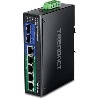 TRENDnet TI-UPG62 6-poorts Gigabit industrieel versterkt 10/100/1000 Mbps Ultra PoE Switch DIN UPoE IP30, DIN-rail en wandbeugels TRENDnet TI-UPG62 6-poorts Gigabit industrieel versterkt 10/100/1000 Mbps Ultra PoE Switch DIN UPoE IP30, DIN-rail en wandbeugels
