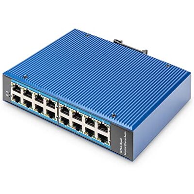 Digitus Netwerkschakelaar 16 Gigabit Ethernet-poorten 16 x RJ45 onbeheerd 10/100/1000 Mbit/s DIN-rail en wandmontage IP40 industriële serie blauw Digitus Netwerkschakelaar 16 Gigabit Ethernet-poorten 16 x RJ45 onbeheerd 10/100/1000 Mbit/s DIN-rail en wandmontage IP40 industriële serie blauw