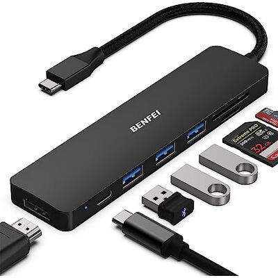 BENFEI 7-in-1 USB C Hub, USB-C Multiport Adapter met USB Type-C naar HDMI, USB-C naar SD TF Card Reader/3 poorten USB 3.0/60W Power Delivery, met iPhone 15 Pro/Max MacBook Pro/Air 2023, iPad BENFEI 7-in-1 USB C Hub, USB-C Multiport Adapter met USB Type-C naar HDMI, USB-C naar SD TF Card Reader/3 poorten USB 3.0/60W Power Delivery, met iPhone 15 Pro/Max MacBook Pro/Air 2023, iPad