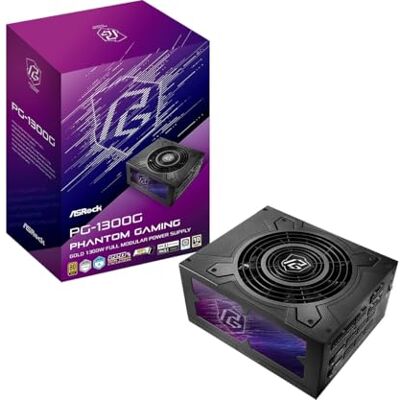 ASRock Stroombron PG-1300G, PSU, 1300 W, 80 Plus Gold, 135 mm, modulair, PCI-E 5.1 (12+4pin) x1, PCI-E (6+2-polig) x5, SATA (5-polig) x9 ASRock Stroombron PG-1300G, PSU, 1300 W, 80 Plus Gold, 135 mm, modulair, PCI-E 5.1 (12+4pin) x1, PCI-E (6+2-polig) x5, SATA (5-polig) x9