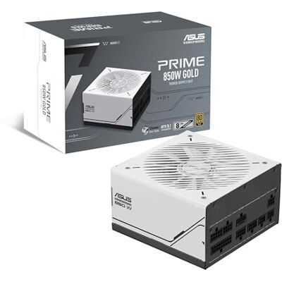 Asus Prime 850 W Gold modulaire pc-voeding, 850 W vermogen, PCle Gen 5.0, 80 Plus Gold, standaard ATX 3.0, ventilator met dubbele kogellagers, wit, PRIME-850W-goud Asus Prime 850 W Gold modulaire pc-voeding, 850 W vermogen, PCle Gen 5.0, 80 Plus Gold, standaard ATX 3.0, ventilator met dubbele kogellagers, wit, PRIME-850W-goud