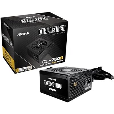 ASRock Stroombron CL-750G, PSU, 750W, 80 Plus Gold, 120 mm, Active PFC, PCI-E 5.1 (12+4pin) x1, PCI-E (6+2-polig) x4, SATA (5-polig) x4 ASRock Stroombron CL-750G, PSU, 750W, 80 Plus Gold, 120 mm, Active PFC, PCI-E 5.1 (12+4pin) x1, PCI-E (6+2-polig) x4, SATA (5-polig) x4