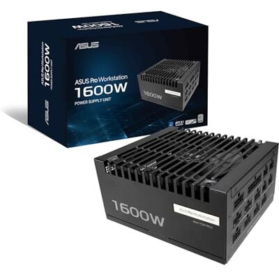 Asus Pro WS 1600W Platinum, modulaire voeding voor pc, 1600 W vermogen, PCIe 5.1, standaard ATX 3.1, 80 PLUS Platinum, ventilator met dubbele kogellagers, zwart, -PRO-WS-1600P Asus Pro WS 1600W Platinum, modulaire voeding voor pc, 1600 W vermogen, PCIe 5.1, standaard ATX 3.1, 80 PLUS Platinum, ventilator met dubbele kogellagers, zwart, -PRO-WS-1600P