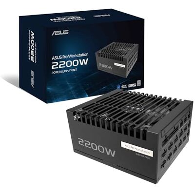 Asus Pro WS 2200W Platinum, modulaire voeding voor pc, 2200 W vermogen, PCIe 5.1, standaard ATX 3.1, 80 PLUS Platinum, ventilator met dubbele kogellagers, zwart, -PRO-WS-2200P Asus Pro WS 2200W Platinum, modulaire voeding voor pc, 2200 W vermogen, PCIe 5.1, standaard ATX 3.1, 80 PLUS Platinum, ventilator met dubbele kogellagers, zwart, -PRO-WS-2200P