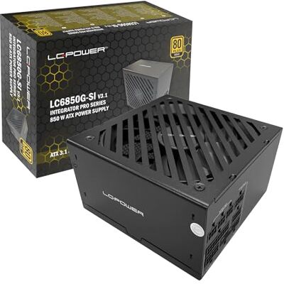 LC-POWER ATX PC-voeding 850 W, PCI-Express 5.1 80 Plus Gold, ventilator 135 mm, volledig modulair kabelmanagement Integrator Pro Serie LC6850G-SI V3.1 LC-POWER ATX PC-voeding 850 W, PCI-Express 5.1 80 Plus Gold, ventilator 135 mm, volledig modulair kabelmanagement Integrator Pro Serie LC6850G-SI V3.1