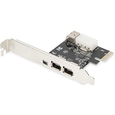 Digitus IO-kaart – PCIe – Firewire 1394a – interfacekaart – 3 poorten – & 2 x 1394a & 1 x 1394mini Digitus IO-kaart – PCIe – Firewire 1394a – interfacekaart – 3 poorten – & 2 x 1394a & 1 x 1394mini