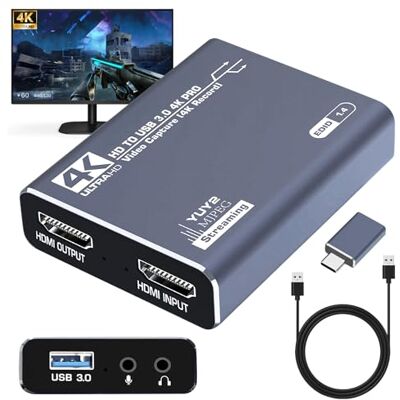 GOMETY 4K HDMI naar USB 3.0 video-opnamekaart, 1080p 60Hz Audio Video Capture Card Game Card High Speed 4K HDMI Loop-Out GOMETY 4K HDMI naar USB 3.0 video-opnamekaart, 1080p 60Hz Audio Video Capture Card Game Card High Speed 4K HDMI Loop-Out