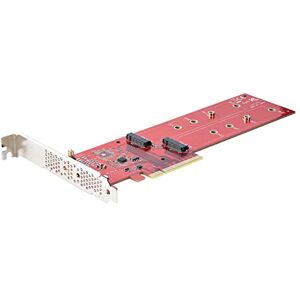StarTech . com PCIe M.2 adapter x8/x16 naar Dual NVMe of AHCI SSD PCI Express 4.0, 7,8Gbps/schijf, bifurcatie vereist, Dual kaart compatibel met Win/Linux (DUAL-M2-PCIE-CARD-B) rood StarTech . com PCIe M.2 adapter x8/x16 naar Dual NVMe of AHCI SSD PCI Express 4.0, 7,8Gbps/schijf, bifurcatie vereist, Dual kaart compatibel met Win/Linux (DUAL-M2-PCIE-CARD-B) rood