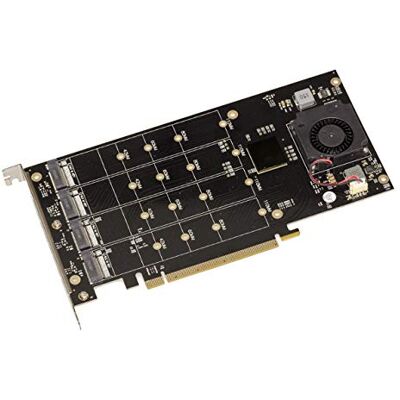 KALEA-INFORMATIQUE M2 PCIe x16 controllerkaart voor 4 M.2 NVMe M Key SSD's met PLX8747 chipset, bandbreedte 128 GB max. 16000 MB/s KALEA-INFORMATIQUE M2 PCIe x16 controllerkaart voor 4 M.2 NVMe M Key SSD's met PLX8747 chipset, bandbreedte 128 GB max. 16000 MB/s