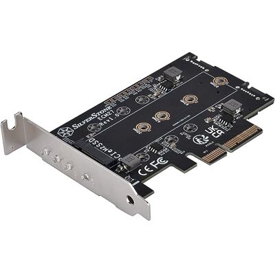 Silverstone SST-ECM27 NVMe adapterkaart, 1 slot en 2 sleuven SATA M.2 SSD op PCI-E x4 Silverstone SST-ECM27 NVMe adapterkaart, 1 slot en 2 sleuven SATA M.2 SSD op PCI-E x4