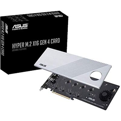 Asus Hyper M.2 X16 PCIe 4.0 X4 uitbreidingskaart ondersteunt 4 NVMe M.2 (2242/2260/2280/22110) tot 256 Gbps voor AMD 3e Ryzen sTRX40, AM4 socket en Intel VROC NVMe Raid Asus Hyper M.2 X16 PCIe 4.0 X4 uitbreidingskaart ondersteunt 4 NVMe M.2 (2242/2260/2280/22110) tot 256 Gbps voor AMD 3e Ryzen sTRX40, AM4 socket en Intel VROC NVMe Raid