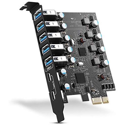 YEELIYA PCI-E naar USB 3.0 7-Port (2 x USB-C 5 x USB-A) uitbreidingskaart, PCI-Express USB 3.0 add-in kaart, interne USB3 hub-converter voor desktop-pc-hostkaart, ondersteunt Windows 10/8/7/XP YEELIYA PCI-E naar USB 3.0 7-Port (2 x USB-C 5 x USB-A) uitbreidingskaart, PCI-Express USB 3.0 add-in kaart, interne USB3 hub-converter voor desktop-pc-hostkaart, ondersteunt Windows 10/8/7/XP
