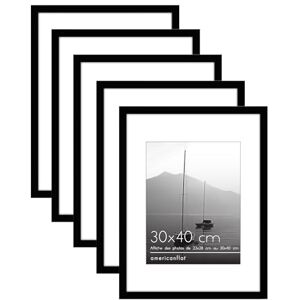 Americanflat Fotolijst 30 x 40 cm, zwart, fotolijst 22 x 28 cm met passe-partout of 40 x 30 cm zonder passe-partout, materiaal om op te hangen van tanden, 5 stuks Americanflat Fotolijst 30 x 40 cm, zwart, fotolijst 22 x 28 cm met passe-partout of 40 x 30 cm zonder passe-partout, materiaal om op te hangen van tanden, 5 stuks