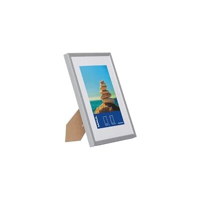 MAUL Aluminium fotolijst, staand of liggend formaat, met passe-partout, afneembaar frame, kunststof glas, fotolijst 15 x 21 cm, zilver portrait ou paysage, changement d’image rapide, vitrage plastique clair, dos MDF stable, style élégant MAUL Aluminium fotolijst, staand of liggend formaat, met passe-partout, afneembaar frame, kunststof glas, fotolijst 15 x 21 cm, zilver portrait ou paysage, changement d’image rapide, vitrage plastique clair, dos MDF stable, style élégant