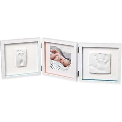 ART My Baby Style fotolijst met dubbele babyvoetafdruk, personaliseerbare 3 kleppen fotolijst met hand- en voetafdrukset voor baby's, frame voor baby's, cadeau voor geboorte ART My Baby Style fotolijst met dubbele babyvoetafdruk, personaliseerbare 3 kleppen fotolijst met hand- en voetafdrukset voor baby's, frame voor baby's, cadeau voor geboorte