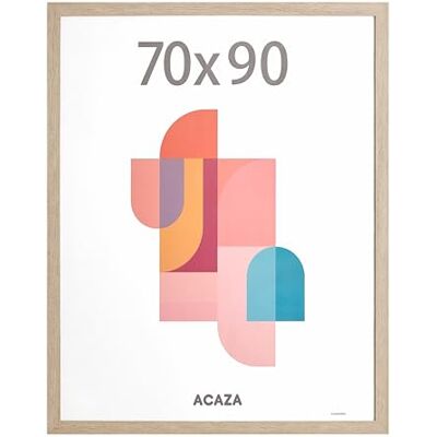 ACAZA Fotolijst 70 x 90 cm, MDF-hout en acrylglas, voor foto's, posters en puzzels, wanddecoratie, portret en landschap, licht eiken ACAZA Fotolijst 70 x 90 cm, MDF-hout en acrylglas, voor foto's, posters en puzzels, wanddecoratie, portret en landschap, licht eiken