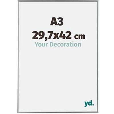 yd. Your Decoration Fotolijst A3 29,7 x 42 cm, kunststof fotokader met acrylglas, ontspiegeld glas, uitstekende kwaliteit, zilver, Evry yd. Your Decoration Fotolijst A3 29,7 x 42 cm, kunststof fotokader met acrylglas, ontspiegeld glas, uitstekende kwaliteit, zilver, Evry