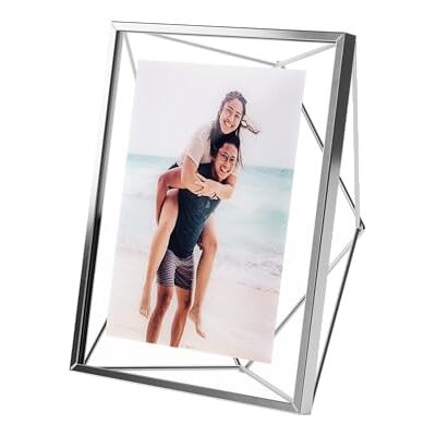 Umbra Prisma wired metalen fotolijst tussen twee prismaglazen, om neer te zetten of op te hangen, voor 1 foto 13 x 18 cm, chroom Umbra Prisma wired metalen fotolijst tussen twee prismaglazen, om neer te zetten of op te hangen, voor 1 foto 13 x 18 cm, chroom