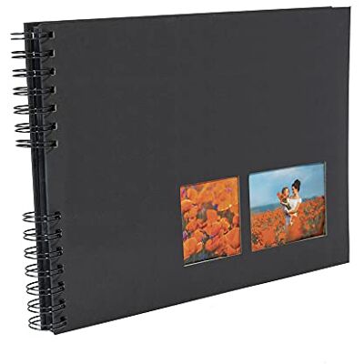 EXACOMPTA Ref. 15006E MILANO fotoalbum met spiraalbinding 150 foto's 50 zwarte pagina's formaat 32 x 22 cm zwarte papieren omslag in textiellook Personalisatievenster - EXACOMPTA Ref. 15006E MILANO fotoalbum met spiraalbinding 150 foto's 50 zwarte pagina's formaat 32 x 22 cm zwarte papieren omslag in textiellook Personalisatievenster -
