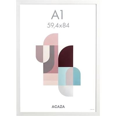 ACAZA Fotolijst 59 x 84 cm, DIN A1, van MDF-hout en acrylglas, voor foto's, posters en puzzels, wanddecoratie, portret en landschap, wit ACAZA Fotolijst 59 x 84 cm, DIN A1, van MDF-hout en acrylglas, voor foto's, posters en puzzels, wanddecoratie, portret en landschap, wit