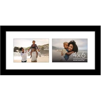 Americanflat Dubbel frame 10 x 15 cm, met onbreekbaar glas, geschikt voor twee foto's van 10 x 15 cm of gebruikt als een 15 x 36 cm, fotolijst voor presentatie op tafel en muur, zwart Americanflat Dubbel frame 10 x 15 cm, met onbreekbaar glas, geschikt voor twee foto's van 10 x 15 cm of gebruikt als een 15 x 36 cm, fotolijst voor presentatie op tafel en muur, zwart