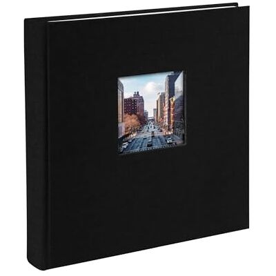 Goldbuch Fotoalbum met uitsparing, Bella Vista, 25 x 25 cm, 60 witte pagina's met glazen verdelers, linnen, zwart, 24897 Goldbuch Fotoalbum met uitsparing, Bella Vista, 25 x 25 cm, 60 witte pagina's met glazen verdelers, linnen, zwart, 24897