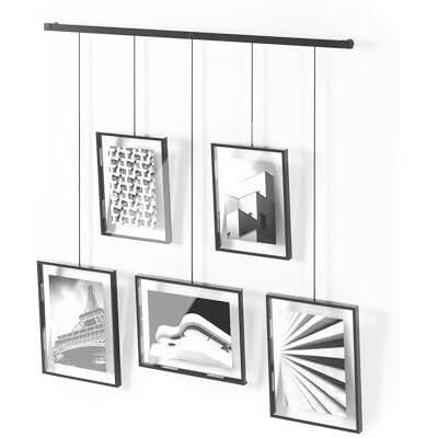 Umbra Exhibit Set van 5 modulaire frames voor 10 x 15 en 13 x 18 cm foto's, illustraties, kunstwerken en nog veel meer staal, zwart Umbra Exhibit Set van 5 modulaire frames voor 10 x 15 en 13 x 18 cm foto's, illustraties, kunstwerken en nog veel meer staal, zwart