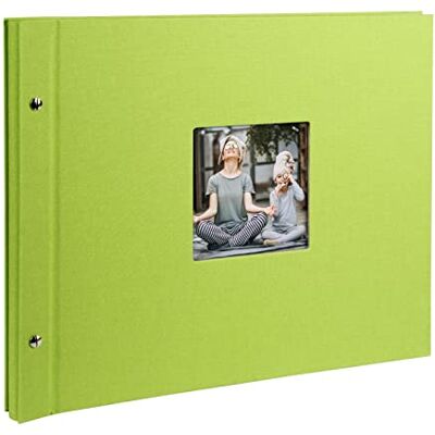 Goldbuch 28976 schroefalbum met vensteruitsnijding, Bella Vista, 39 x 31 cm, fotoalbum met 40 zwarte pagina's met pergamijn scheidingsbladen, album uitbreidbaar, fotoboek van linnen, groen Goldbuch 28976 schroefalbum met vensteruitsnijding, Bella Vista, 39 x 31 cm, fotoalbum met 40 zwarte pagina's met pergamijn scheidingsbladen, album uitbreidbaar, fotoboek van linnen, groen
