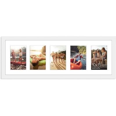 Americanflat Fotolijst 10 x 15 cm wit – frame voor koekenpan 20 x 61 cm zonder passe-partout of met passe-partout voor vijf foto's 15 x 10 cm met schokbestendig glas Americanflat Fotolijst 10 x 15 cm wit – frame voor koekenpan 20 x 61 cm zonder passe-partout of met passe-partout voor vijf foto's 15 x 10 cm met schokbestendig glas