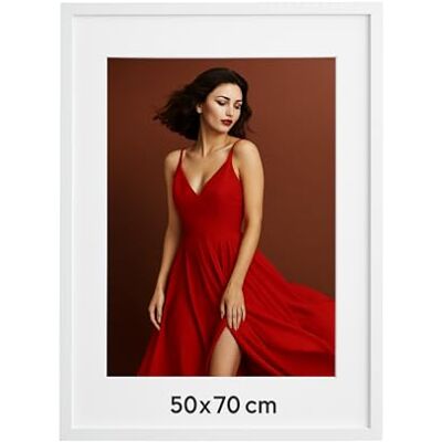 Fotolijst plexiglas 50 x 70 cm met passe-partout 40 x 50 cm, wit Fotolijst plexiglas 50 x 70 cm met passe-partout 40 x 50 cm, wit