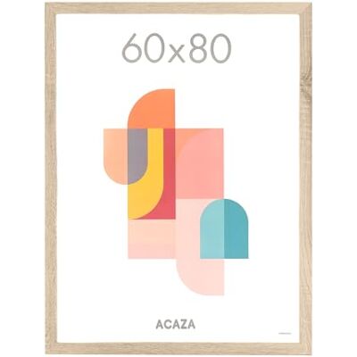 ACAZA Fotolijst 60 x 80 cm, MDF-hout en acrylglas, voor foto's, posters en puzzels, wanddecoratie, portret en landschap, licht eiken ACAZA Fotolijst 60 x 80 cm, MDF-hout en acrylglas, voor foto's, posters en puzzels, wanddecoratie, portret en landschap, licht eiken