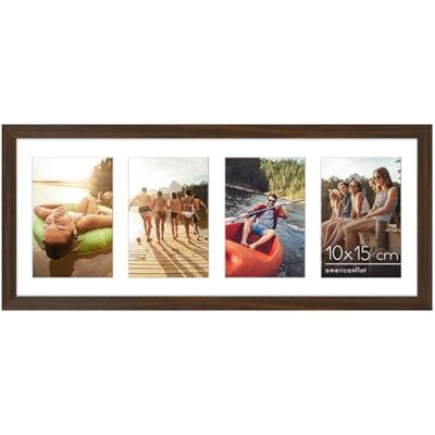 Americanflat Fotolijst 10 x 15 cm, walnoot, frame voor koekenpan, 20 x 51 cm, zonder passe-partout of met passe-partout, voor vier foto's, 15 x 10 cm, met schokbestendig glas Americanflat Fotolijst 10 x 15 cm, walnoot, frame voor koekenpan, 20 x 51 cm, zonder passe-partout of met passe-partout, voor vier foto's, 15 x 10 cm, met schokbestendig glas