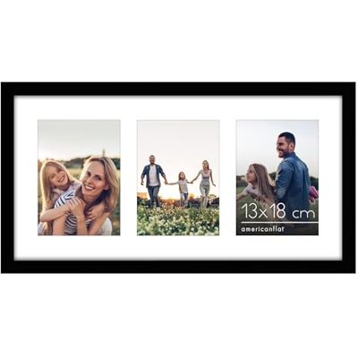 Americanflat Fotolijst 13 x 18 cm zwart – frame voor edelsteen 25 x 51 cm zonder passe-partout of met passe-partout voor drie foto's 18 x 13 cm met gepolijst plexiglas Americanflat Fotolijst 13 x 18 cm zwart – frame voor edelsteen 25 x 51 cm zonder passe-partout of met passe-partout voor drie foto's 18 x 13 cm met gepolijst plexiglas