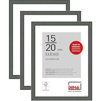 DEHA Design Aluminium portretlijst, fotolijst set van 3 Boston, 15x20 cm, Contrasterend grijs DEHA Design Aluminium portretlijst, fotolijst set van 3 Boston, 15x20 cm, Contrasterend grijs