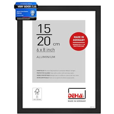 DEHA Design Aluminium portretlijst, fotolijst Boston, 15x20 cm, Geanodiseerd mat zwart DEHA Design Aluminium portretlijst, fotolijst Boston, 15x20 cm, Geanodiseerd mat zwart