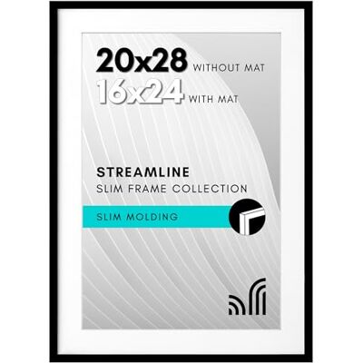 Americanflat Streamline Collection Fotolijst 50,8 x 71 cm met gepolijst plexiglas, te gebruiken als lijst van 40,6 x 61 cm met passe-partout of 50,8 x 71 cm foto zonder passe-partout, voor aan de muur Americanflat Streamline Collection Fotolijst 50,8 x 71 cm met gepolijst plexiglas, te gebruiken als lijst van 40,6 x 61 cm met passe-partout of 50,8 x 71 cm foto zonder passe-partout, voor aan de muur