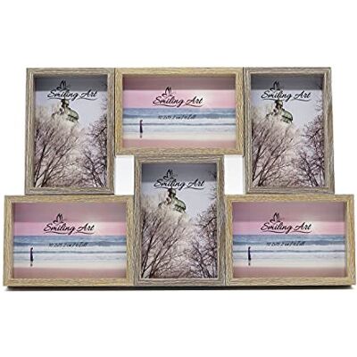 ART Fotolijst voor meerdere foto's, MDF houten lijst met glas, bruin en donkerbruin, 6 x 10 x 15 cm ART Fotolijst voor meerdere foto's, MDF houten lijst met glas, bruin en donkerbruin, 6 x 10 x 15 cm