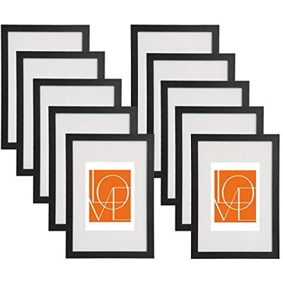 WOLTU Set van 10 houten fotolijsten, 30 x 40 cm, posterlijst met passe-partout, horizontaal of verticaal ophangen, wanddecoratie of tafel, zwart WOLTU Set van 10 houten fotolijsten, 30 x 40 cm, posterlijst met passe-partout, horizontaal of verticaal ophangen, wanddecoratie of tafel, zwart