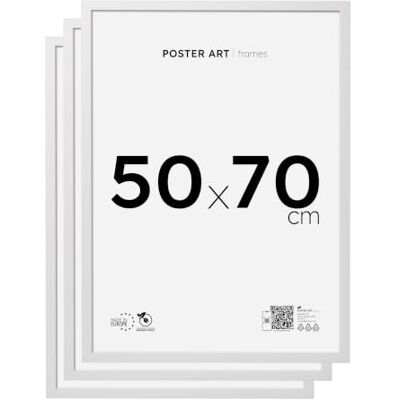 ART Fotolijst 50 x 70 cm, van MDF en acrylglas, verticale of horizontale bevestiging, ideaal voor foto, poster of puzzel, 1000 stukjes, witte lijst, 3 stuks ART Fotolijst 50 x 70 cm, van MDF en acrylglas, verticale of horizontale bevestiging, ideaal voor foto, poster of puzzel, 1000 stukjes, witte lijst, 3 stuks