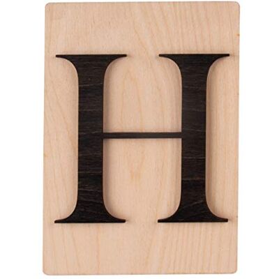 Rayher 63099576 Letter H van FSC Mix Credit, houten tegels 10,5 x 14,8 cm, 3D-letter in zwart, 3 mm dikke houten letters, op houten tegels Rayher 63099576 Letter H van FSC Mix Credit, houten tegels 10,5 x 14,8 cm, 3D-letter in zwart, 3 mm dikke houten letters, op houten tegels
