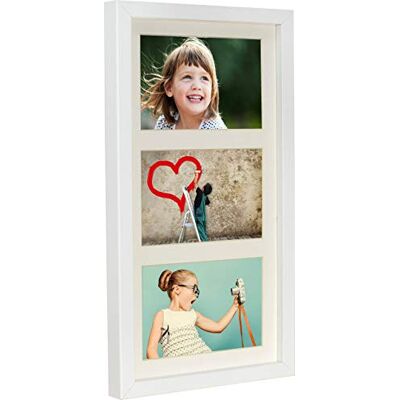 18 x 35 cm meerdere fotolijsten, fotogalerij, fotogalerij met passe-partout en 3 foto-uitsparingen voor foto's 10 x 15 cm, wit 18 x 35 cm meerdere fotolijsten, fotogalerij, fotogalerij met passe-partout en 3 foto-uitsparingen voor foto's 10 x 15 cm, wit