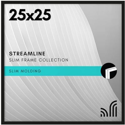 Americanflat Streamline Collection Vierkante fotolijst met gepolijst plexiglas, fijne rand, inclusief ophangmateriaal, zwart, 63,5 x 63,5 cm Americanflat Streamline Collection Vierkante fotolijst met gepolijst plexiglas, fijne rand, inclusief ophangmateriaal, zwart, 63,5 x 63,5 cm